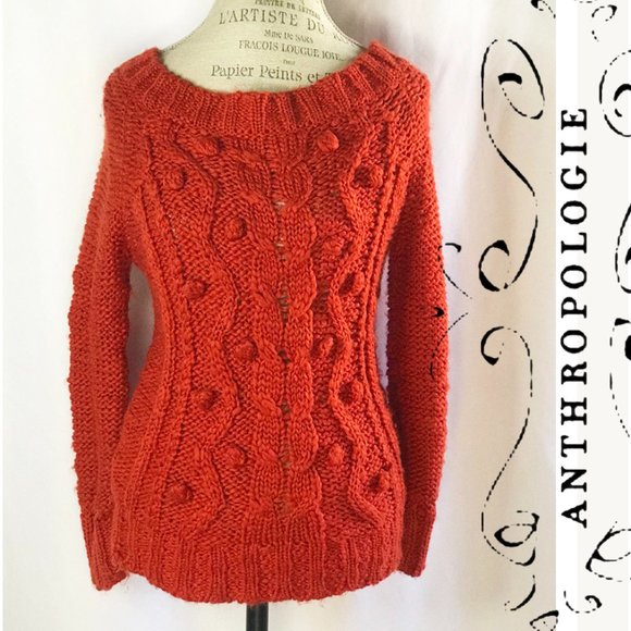 Anthropololgie Spiegel Red Knit Sweater - Picture 1 of 10
